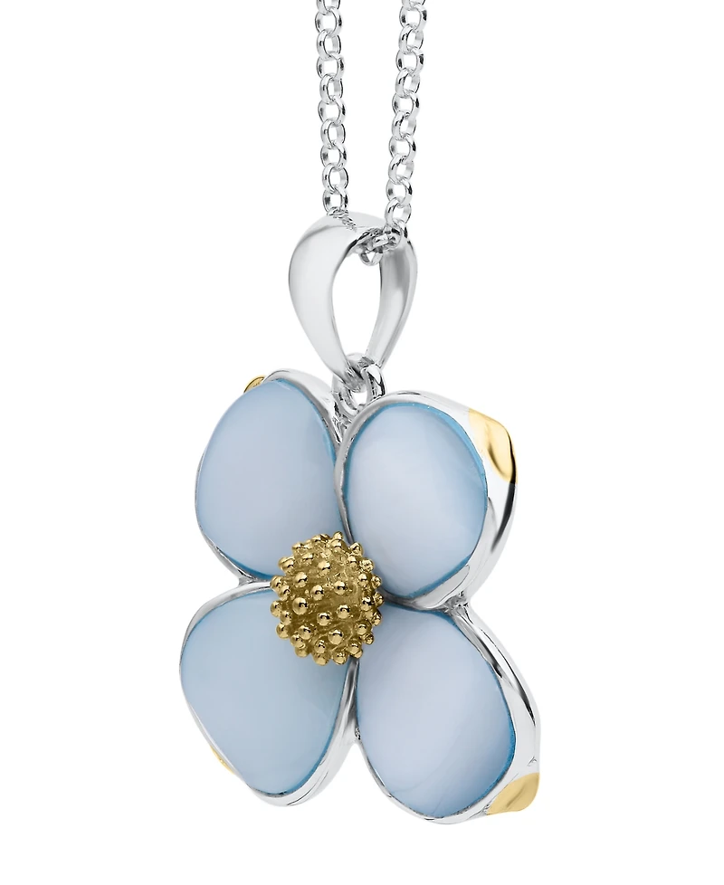 Macy's Blue Pearl Dogwood Pendant Necklace in Sterling Silver