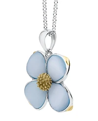 Macy's Blue Pearl Dogwood Pendant Necklace in Sterling Silver