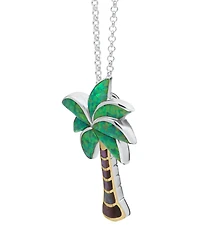 Macy's Abalone & Kyocera Green Opal Palm Tree Pendant Necklace in Sterling Silver