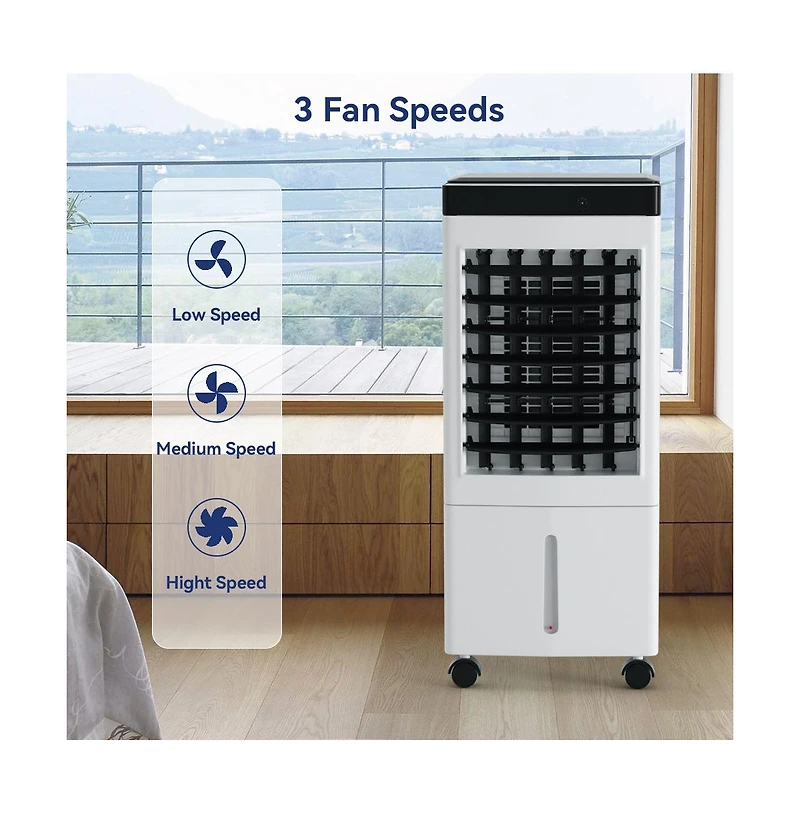 Topteng Portable Air Cooler Speed Evaporative Fan with Ice Crystals, Gal Tank & Remote for Bedroom