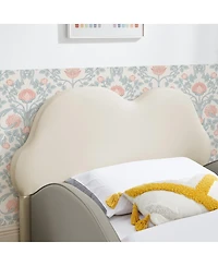Streamdale Furniture Twin Size Cute Cloud Pu Leather Kids Bed with Guardrails and Storage