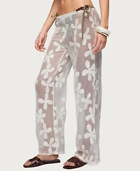 Edikted Women's Candace Floral Texured Sheer Pants