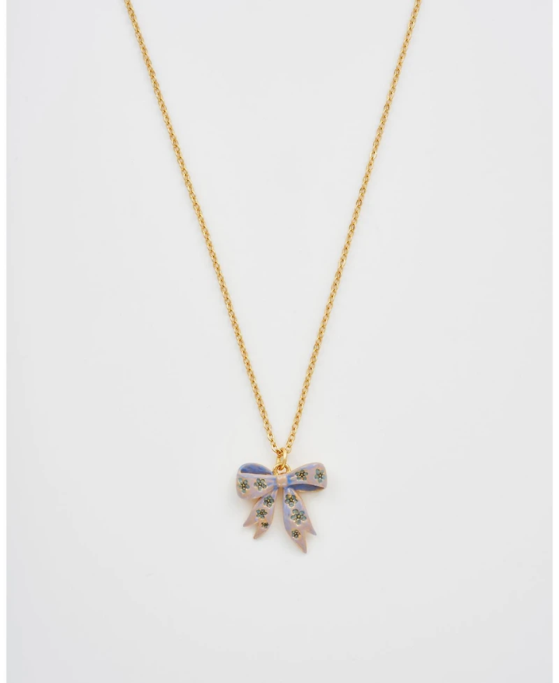 Fable England Forget Me Not Bow Pendant Necklace