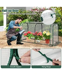 Sugift Mini Tunnel Greenhouse with Roll-up Zipper Door