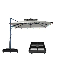 Mondawe Cantilever Patio Umbrella with Diy Drape Hook and Base