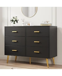 gaomon 6-Drawer Modern Wood Dresser with Handles, Deep Storage