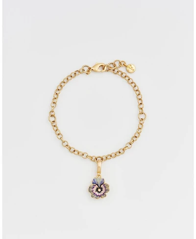 Fable England Pansy and Pearl Collector Charm Bracelet