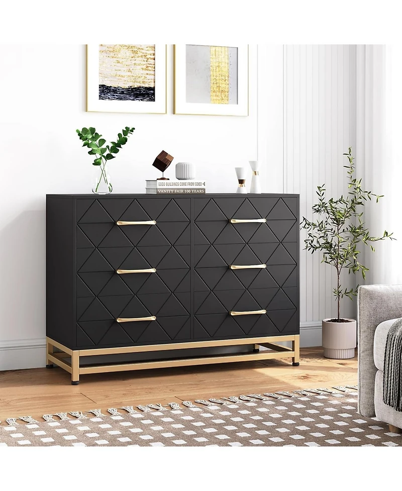 gaomon 6-Drawer Tall Dresser, Soft-Close Glides, 28.7" H, Anti-Tip