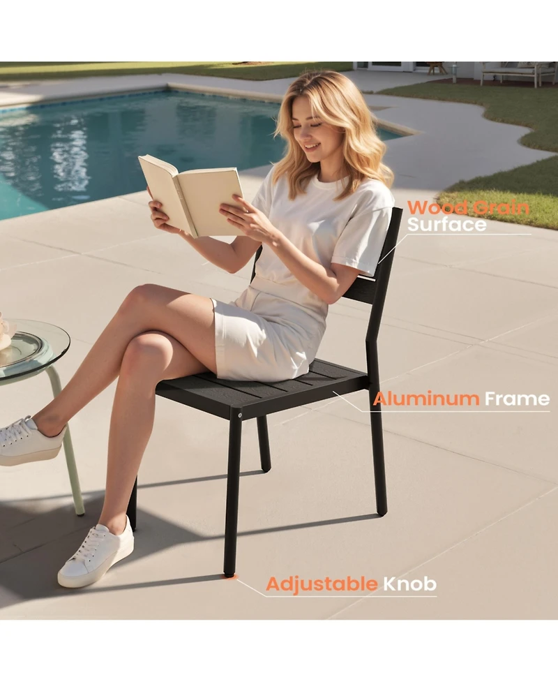 Pellebant Outdoor Patio Aluminum Stackable Dining Chairs