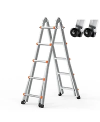 Mecale 20 feet Telescoping A-Frame Ladder, Compact Aluminum Multi-Function Extension Ladder, Collapsible Design, 330 lb Load Capacity