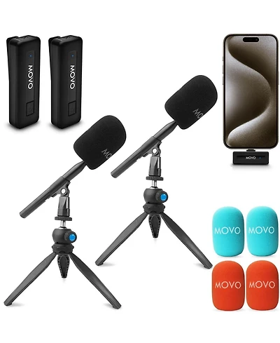 Movo Wireless Mini Uc-Duo Usb-c Wireless Microphone for iPhone 15/16/Android