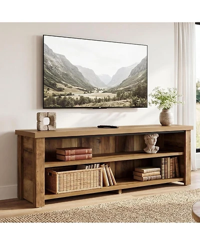 Tribesigns Farmhouse Media Console Entertainment Center with Storage, 2-Tier Television Stand