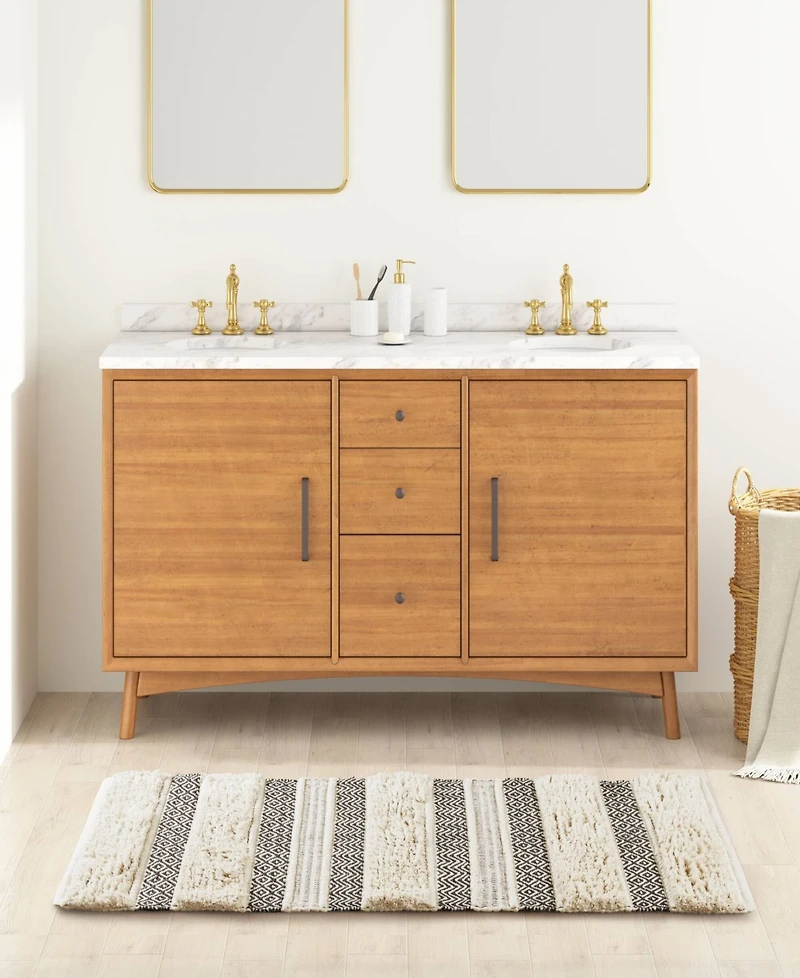 Ink+Ivy Asher Woven Texture Stripe Bath Rug, 22" x 58"