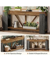 Tribesigns 70.9-Inch Extra Long Console Table, 2-Tier Farmhouse Sofa Table Behind Couch, Large Engineered Wood Entry