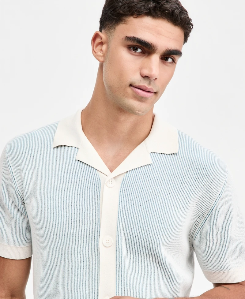 Sun + Stone Men's Plaited Short-Sleeve Camp Shirt, Macy's Exclusive