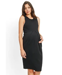 Hello Miz Maternity Sleeveless Pleated Bodycon Dress