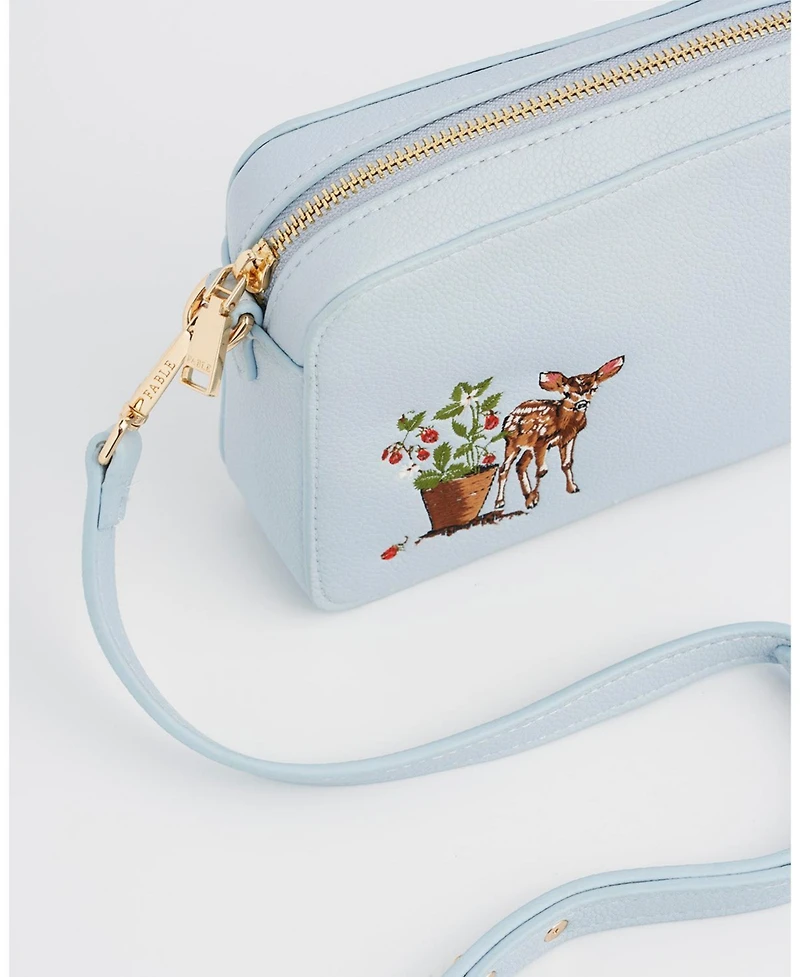 Fable England Women's Strawberry and Fawn Embroidered Camera Bag