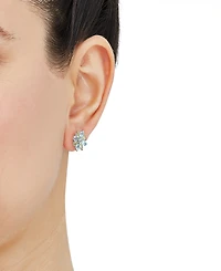 Macy's Swiss Blue Topaz (1-1/3 ct. t.w.), Peridot (5/8 ct. t.w.) & White Topaz (1/20 ct. t.w.) Flower Stud Earrings in Sterling Silver
