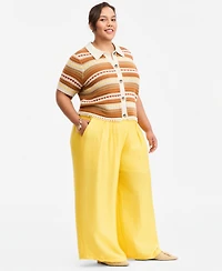 On 34th Trendy Plus Pull-On Pintucked Gauze Pants, Macy's Exclusive