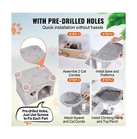 Ruie Cat Tree 68 in Tall Cat Tower with 2 Condos Sisal Posts Hammocks Perches