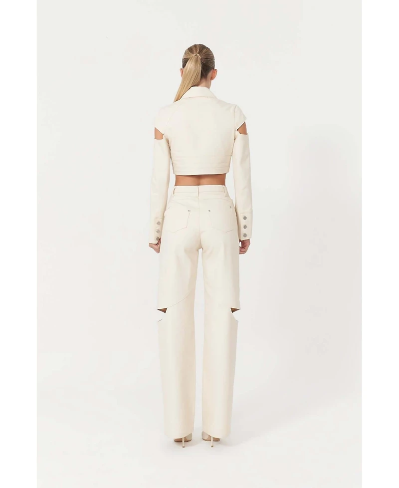 Jendue Women's Chaby Chic Cut-Out Denim Jeans - Unique and Stylish