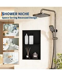 gaomon Recessed Shower Niche Double Tier Bathroom Wall Shelf 304 Stainless Steel Storage