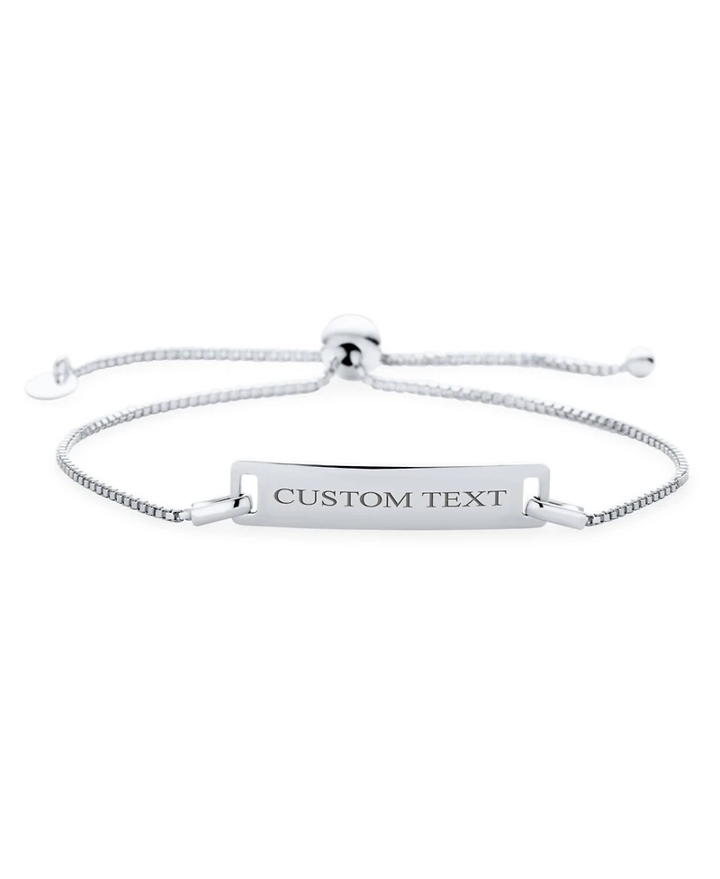 Bling Jewelry Dainty Blank Name Plated Identification Id Bolo Bracelet