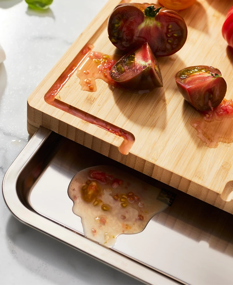 Zwilling Bamboo Cutting Board With Tray 17" x 14"