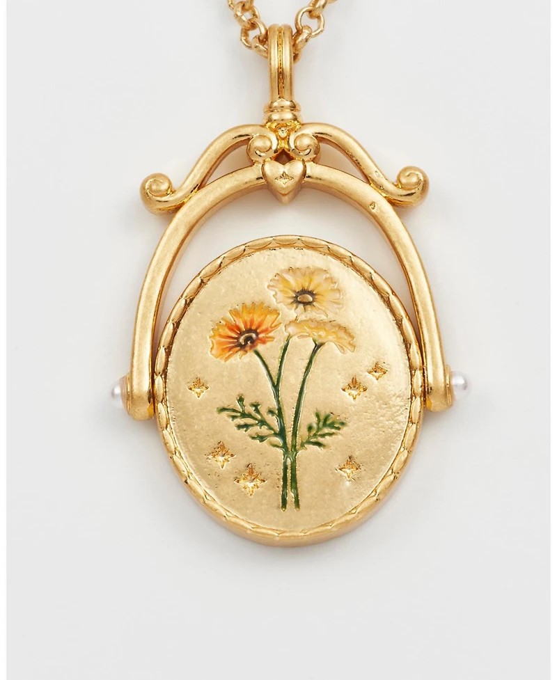 Fable England U Initial Ursinia Gold Spinner Chain Necklace