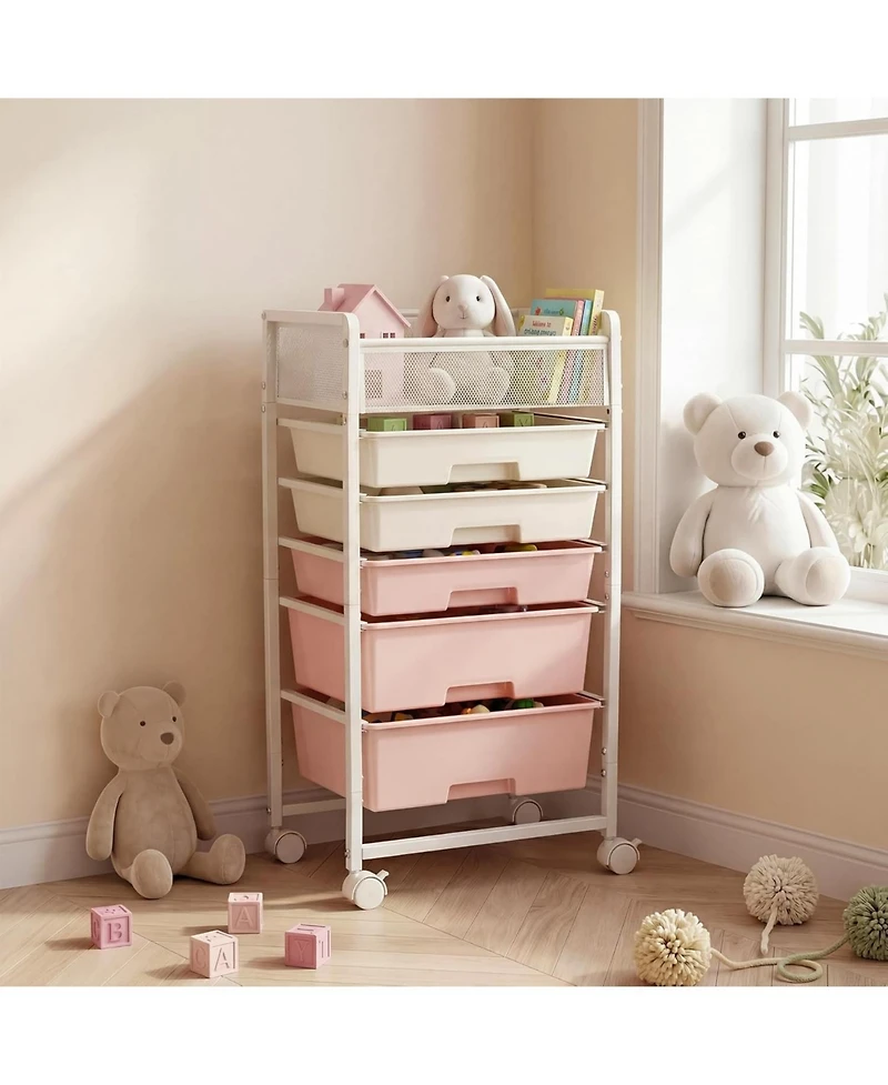 Tribesigns 6-Tier Rolling Craft Cart, Art Craft Organizers and Storage with 5 Drawers and Lockable Wheels, Rolling Utility Cart