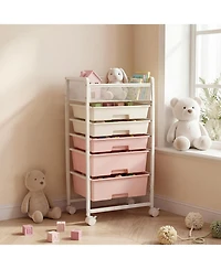 Tribesigns 6-Tier Rolling Craft Cart, Art Craft Organizers and Storage with 5 Drawers and Lockable Wheels, Rolling Utility Cart