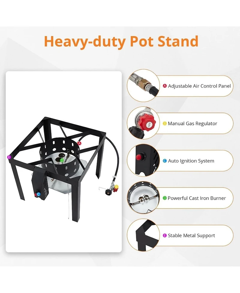 Xo Outdoor Seafood Boil Pot, Aluminum Seafood Boil Kit with Strainer Basket and Propane Burner for Outdoor Cooking