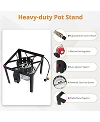 Xo Outdoor Seafood Boil Pot, Aluminum Seafood Boil Kit with Strainer Basket and Propane Burner for Outdoor Cooking