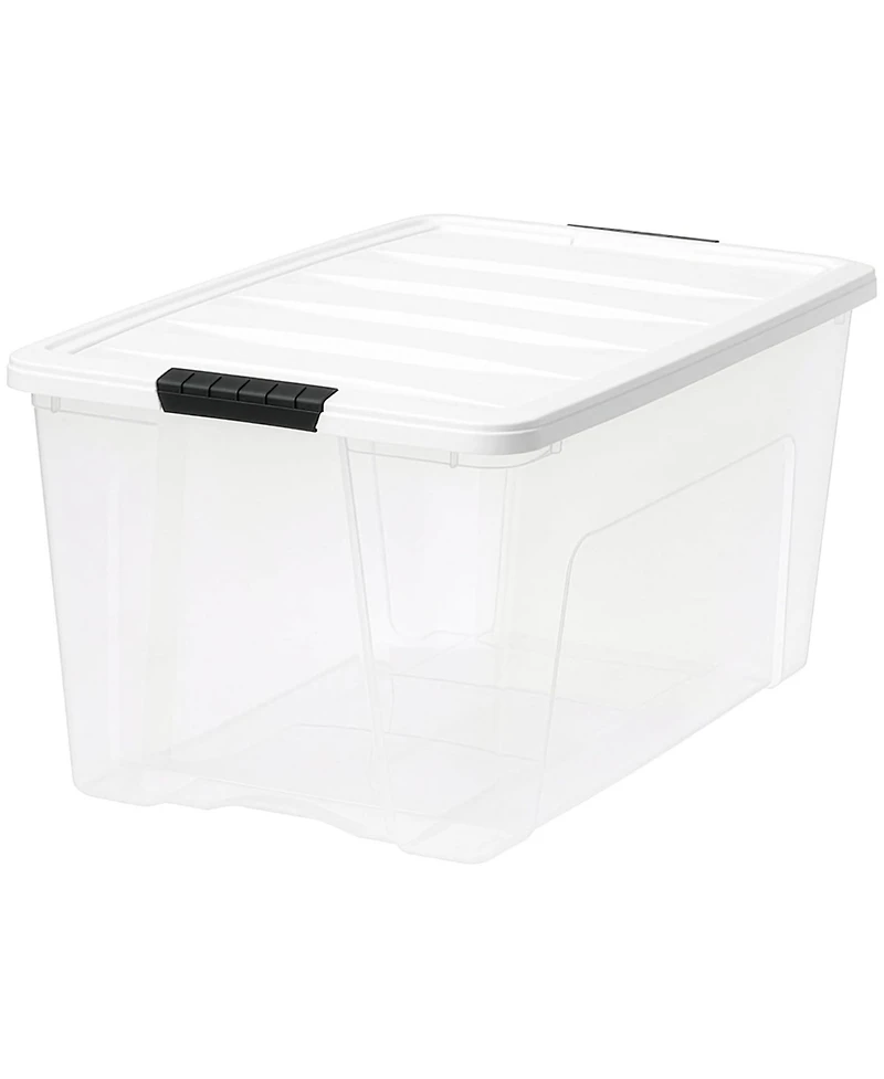 Iris Usa 72 Qt Stackable Plastic Storage Bins with Lids, Clear, 4Pk