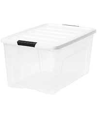 Iris Usa 72 Qt Stackable Plastic Storage Bins with Lids, Clear, 4Pk