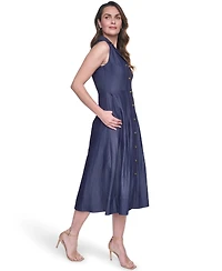 Vince Camuto Women's Denim Sleeveless Midi Shirt Dress