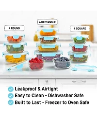 24 Piece Oven Safe Glass Storage Container Set with Lids