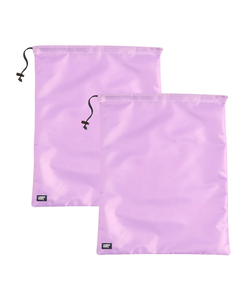Lands' End 2-Pack Travel Laundry Bags, Polyester Canvas Dirty Clothes Bag with Drawstring