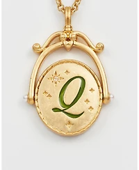 Fable England Women's Q Initial Queen Annes Lace Gold Spinner Chain Necklace