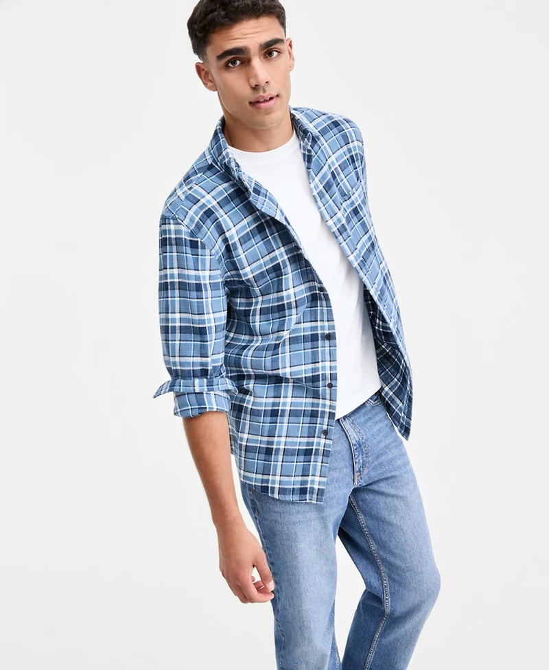Sun + Stone Men's Dexter Plaid Long-Sleeve Shirt, Macy's Exclusive