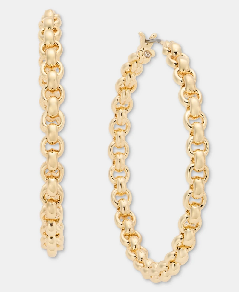 Lauren Ralph Gold-Tone 40mm Chain Hoop Earrings