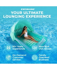 Swimline Original Inflatable Suntan Tub Lounge Float with Adjustable Shade, Mint