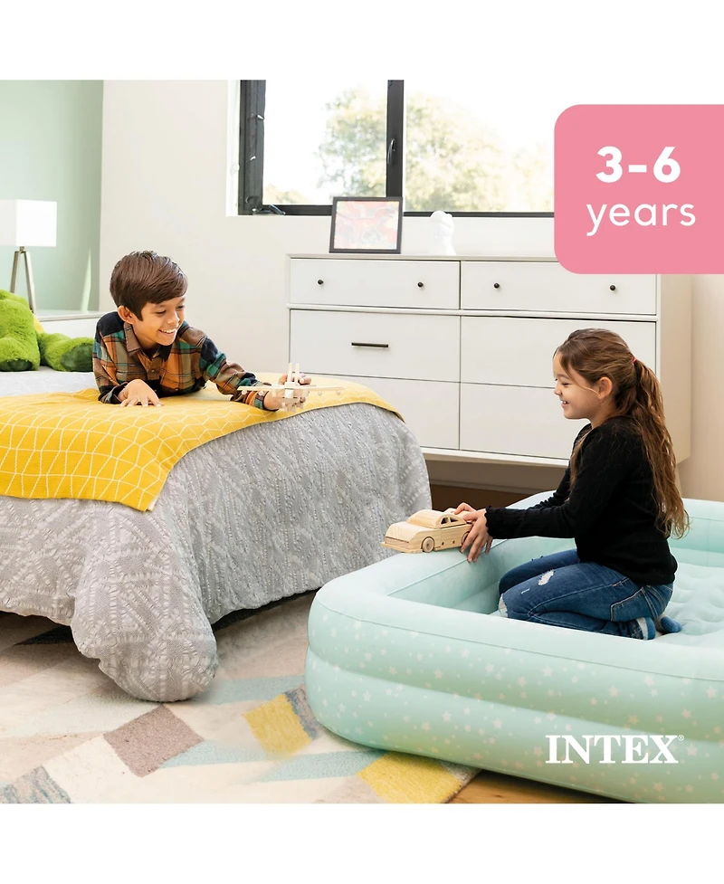 Intex Kids Travel Inflatable Air Mattress with Raised Sides & Hand Pump (2 Pack)