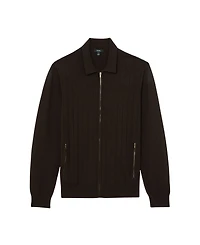 Reiss Men's Marsh Zip Through Wide Ribbed Cardigan Sweater
