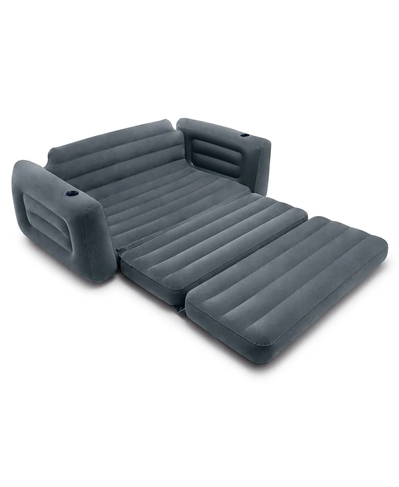 Intex Queen Size Inflatable Pull-Out Sofa Bed Couch and Chair Sleeper, Dark Gray