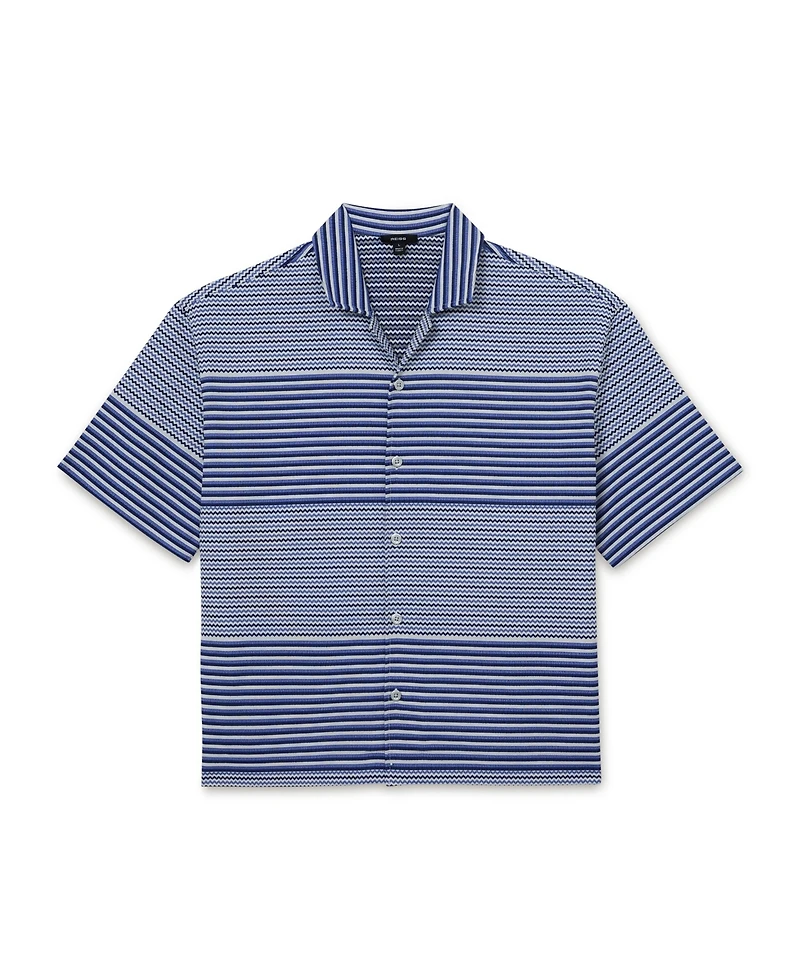 Reiss Men's Solstice Stripe Placement Cuban Shirt
