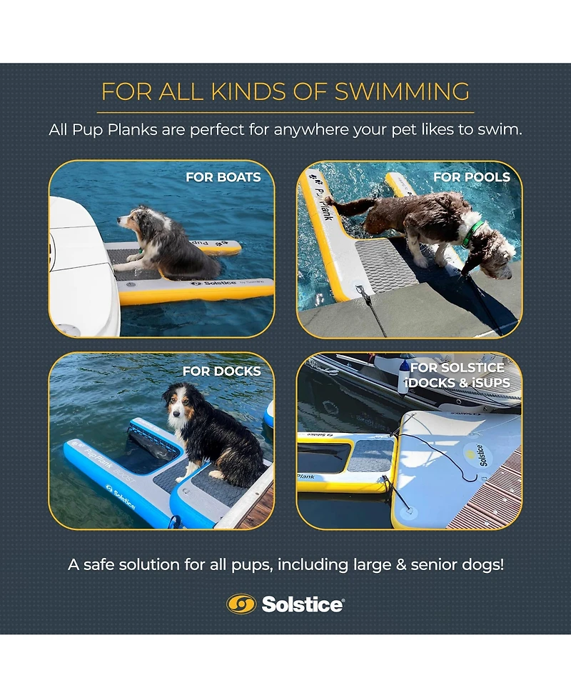 Solstice Original Inflatable Pup Plank Dog Float Floating Ramp Ladder for Pools