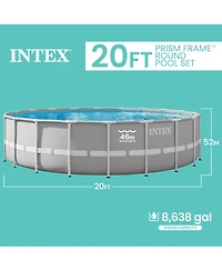 Intex 20ft x 52in Prism Frame Above Ground Swimming Pool Set with Filter Pump