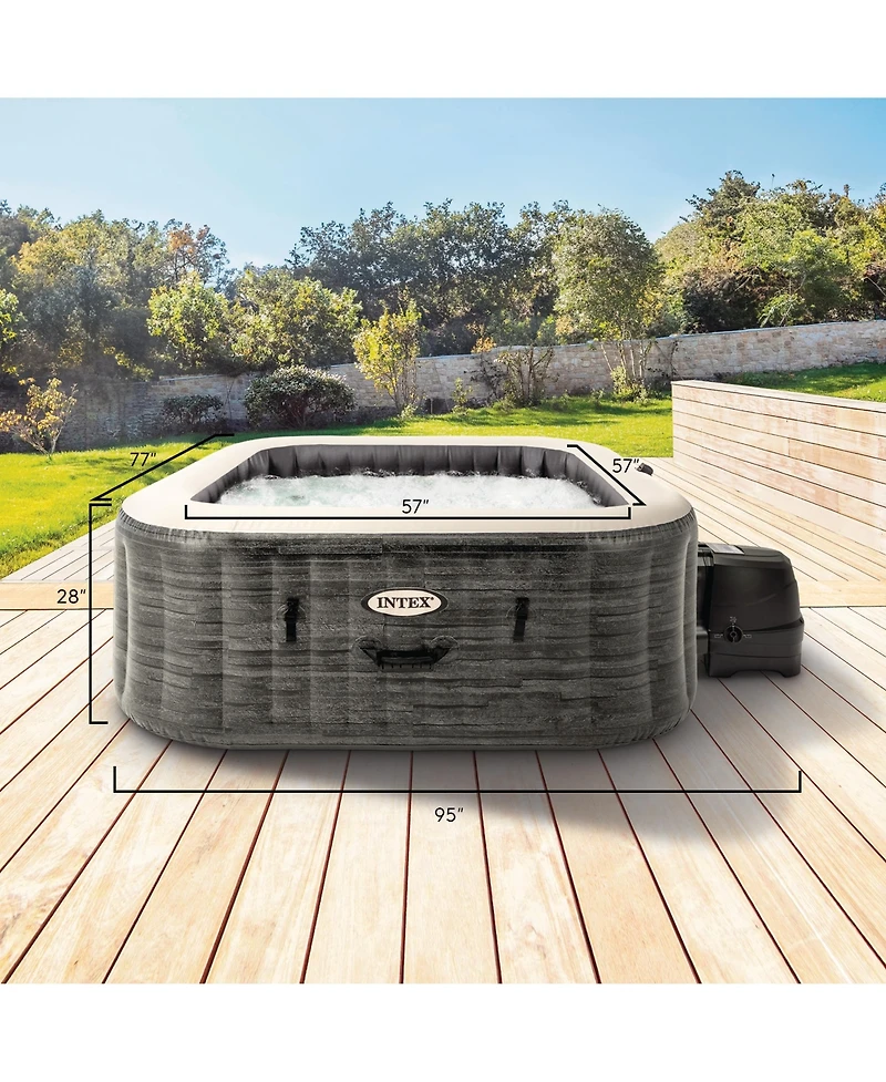 Intex PureSpa Plus Greystone 6 Person Inflatable Square Hot Tub w/ 170 AirJets