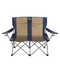 Kamp-Rite Portable Folding Outdoor Double Camping Lawn Beach Chair, Navy/Tan